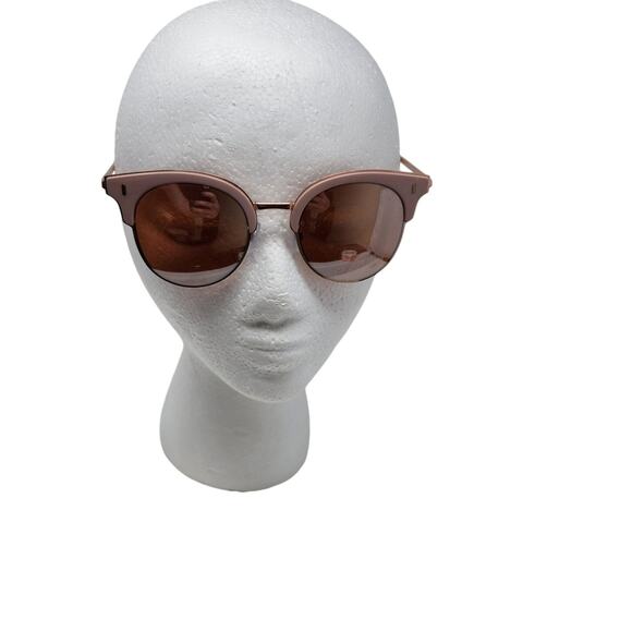 Metal Polarized Sunglasses Shiny Rose Gold Glass Drivers Round Gradient Lenses - Picture 2 of 6